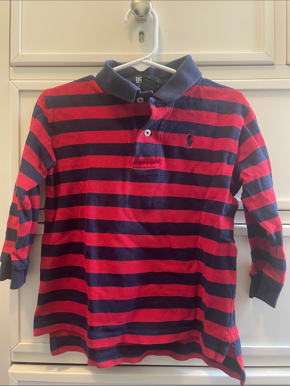Polo Ralph Lauren Boys Rugby Polo Shirt Size 3T Red Navy Striped